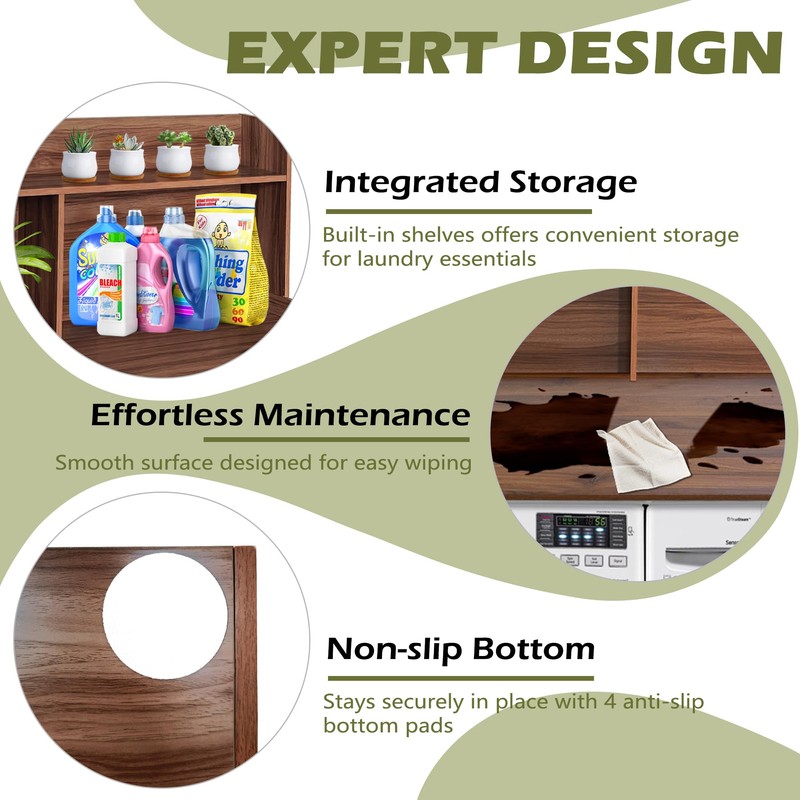 Royxen Laundry Countertop with 20" Shelf Universal Fit, Washer and
