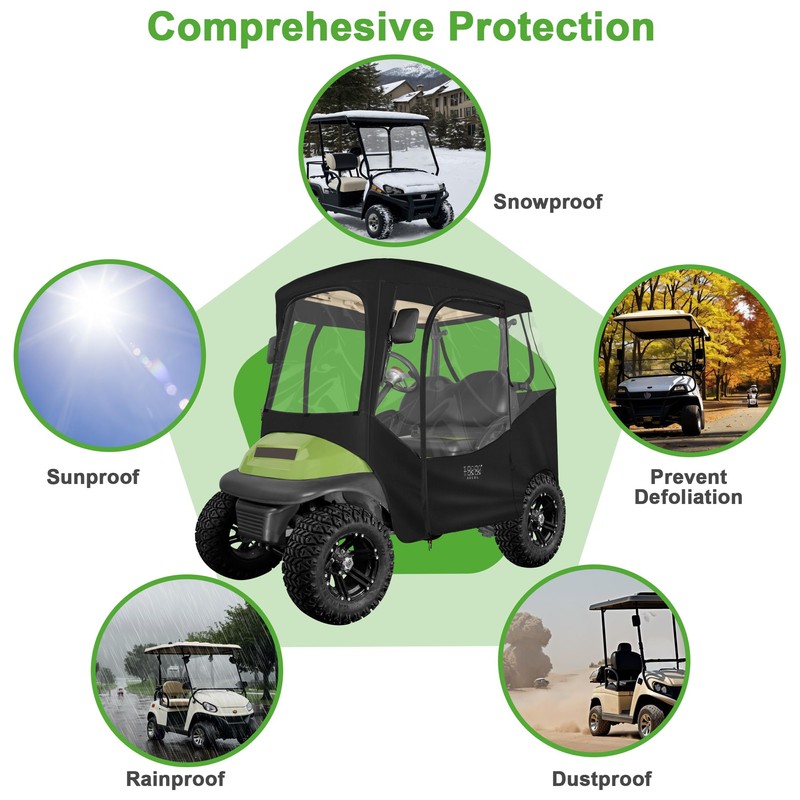 10L0L Golf Cart Driving Enclosures 2 Passenger for Club Car