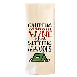 YJQGOL Kitchen Tea Towel Flour Sack Towels Camping Without Wine Napkin Mouth Dish Cloth Kitchen Camping Decor 28" x 28"(70x70cm) Color:Camping Without Wine