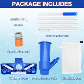 Upgraded Pool Vacuum for Above Ground Pool - Handheld Swimming Pool Jet Cleaner, Leaf Vacuum Cleaning Kit W/Brush with 5 Section Poles of 70", Small Vac Vacuum for Underwater, Spas, Ponds