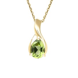 Ivy Gems 9ct Yellow Gold Peridot Pear Drop Pendant on 46cm Chain