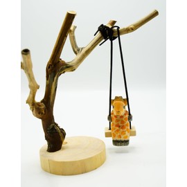 UNIORNA 2PCS Handcarved Cute Wooden Animal-Shaped Cute Cool Car Decoration Rearview Mirror Hanging Accessories Swing Decoration for Car Mirror Office Home Gifts for Women Men (Giraffe,Flamingo)