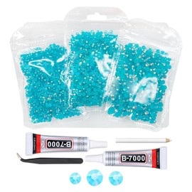 qiipii Teal Blue AB Resin Rhinestones w B7000 Jewelry Glue for Bedazzling Crafting 3mm 4mm 5mm Turquoise Blue AB Flatback Jelly Stones Bulk SS10 SS16 SS20 Diamonds Gems for Nails Face Tumblers Crafts