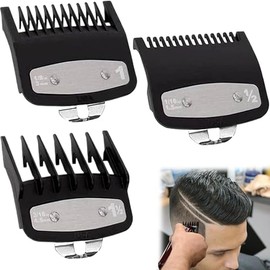 MEKEET 3PCS Hair Clipper Guard Suitable for Wahl Guards Black Professional Hair Clipper Guards Combs Hair Clipper Limit Comb Hair as Wahl Clipper Guards for Professional Fits Most Size Clippers Guide Combs