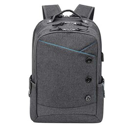 KINGSLONG Laptop Backpacks for Travel College Business Men Women 17 Inch Grey