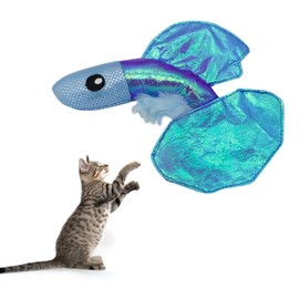 Andiker Cat Catnip Toys,Crinkle Catnip Fish with Rustling Shiny Crinkle Paper and Natural Catnip,Cat Interactive Toys for Indoor Cats to Promote Digestion and Adjust Emotion (Blue Fish)