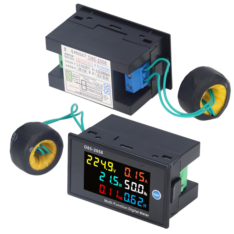 Power Monitor Single Phase LCD Digital Display Voltage Current Meter