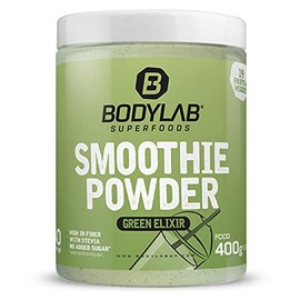 Bodylab24 Smoothie Powder Green Elixir 400 g, Low-Calorie Powder for Making a Smoothie Art, 19 Fruits and Vegetables, with Carbohydrates, Fibre and Protein