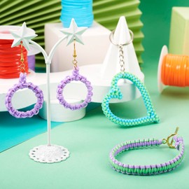 Bestewelry 10 Rolls PVC Rubber Cord Flat Lanyard String Gimp String Plastic Lacing Cord Elastic String for Knitting Keychain Bracelets Jewelry Making