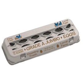 TECS 12-Egg Grade A Jumbo Paper Pulp Egg Carton with UPC - 125 Pack