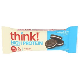 think!, High Protein Bars - Cookies and Crème, 20g Protein, 0g Sugar, No Artificial Sweeteners, Gluten Free, GMO Free, 2.1 Ounce bar