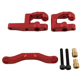 Aluminum Steering Assembly for Arrma 1/18 Granite Grom, Typhon Grom, 1/14 Mojave Grom 4X4 RC Cars – Upgrade Replacement for ARA340202 (Red)