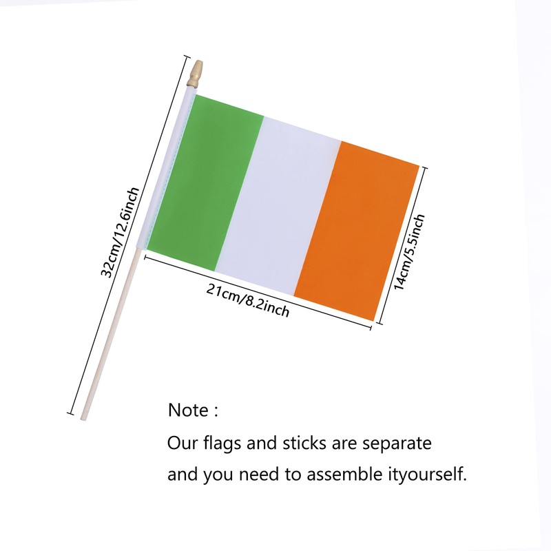 TSMD Ireland Stick Flag Irish Small Mini Hand Held Flags,5x8