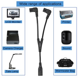 GINTOOYUN IEC 320 C8 to Dual C7 Y Splitter Power Cable Figure 8 Male to Double Right Angle Female Adapter 1 in 2 Out AC Power Cord