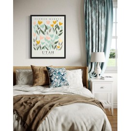 Utah Flower Market - Póster de arte de pared, arte de arte floral botánico para recámara, cocina, baño, decoración de sala de estar, 61 (Utah, 8 x 10 pulgadas, sin marco)