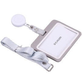 DAIQISI ID Card Holder, Horizontal Type ID Card Case, Extendable, Name Holder, Double Sided, Employee ID Card Case, Neck Hanging, Women's, Men's, Commuting to Work, School, Neck Strap, Pass Case,