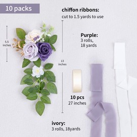 DreamBuilt 10 Wedding Aisle Decorations for Wedding Ceremony Purple Wedding Chair Decorations Flowers for Wedding Aisle Decor Church Pew Decorations