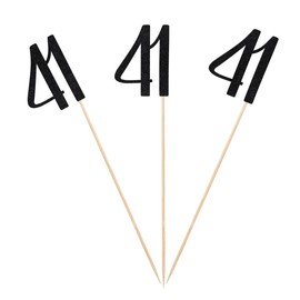 Black Glitter 41st Birthday Centerpiece Sticks, 12-Pack Number 41 Table Topper Anniversary Party Decorations
