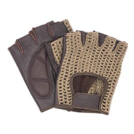 Adapter Universe Motorist Gloves Retro Vintage Leather Fingerless Driving Gloves Bicycle Vintage Car Brown