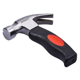 Amtech A0200B Magnetic Stubby Hammer 10oz Mini Hammer with Cushion Grip, Claw Hammer, Perfect for Pulling Nails, Silver, Black, 14.5cm x 21.5cm x 3.5cm
