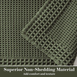 RESARE Waffle Bath Mat for Bathroom, Super Absorbent Bathroom Rugs Non Slip Machine Washable, Ultra Soft Quick Dry Boho Bath Rugs with Tassels for Floor, Upgraded Bordered Design, 24"x36" Green