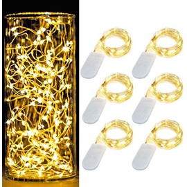 6 Piezas Luces de Hadas a Pilas, 2 Metros/20 LEDs Guirnalda de Luces Decorativas Mini Guirnalda Luces de Alambre de Cobre Forma de Luciérnaga y Estrellas para Fiestas Navideñas en Tarros de Cristal
