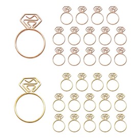 OWLFAVO 30pcs Diamond Ring Shape Paper Clips with Clear Box, Rose Gold and Yellow Gold, Funny Cute Paperclips Bookmarks Planner Clips for Fun Office Supplies College Gifts Wedding Decoration