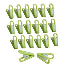 20Pcs Chip Clips,Laundry Clips,Air-Drying Clothing Pin,Washing Line Pegs,Windproof,Plastic Multi Purpose Clips for Kitchen Food Package,Photos,Crafts,Display Artwork,Clothespin,Light Green+White