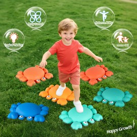 TOPNEW Crab Stepping Stones for Kids, 6PCS Non-Slip Toddler Stepping Stones for Promoting Children's Balance Coordination Skills, Indoor & Outdoor Toys for Toddlers, Obstacle Course for Kids 3+