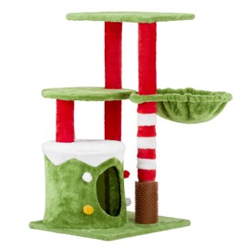 Pinikuyiro Cat Tree with Condo and Hammock, Cat Tower condo for Indoor, Cat House with Cozy Hammock and Scratching Posts