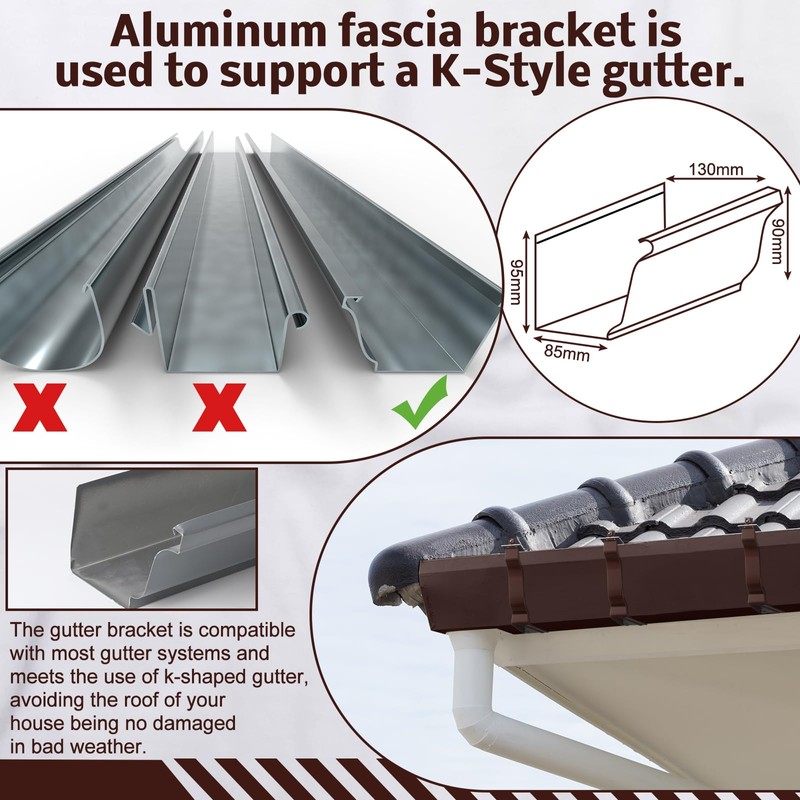 Moxweyeni 10 Pack Gutter Brackets 5 Inch Gutter Hangers Heavy