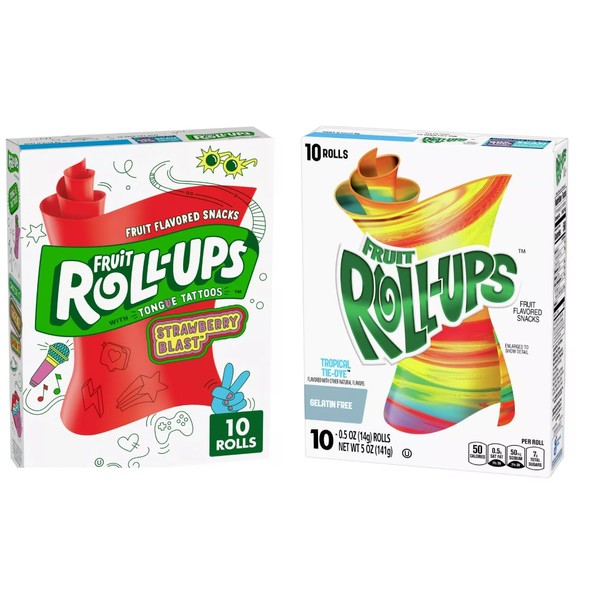 Fruit Roll-Ups 2 x 10 Pack Tropical Tie Dye +