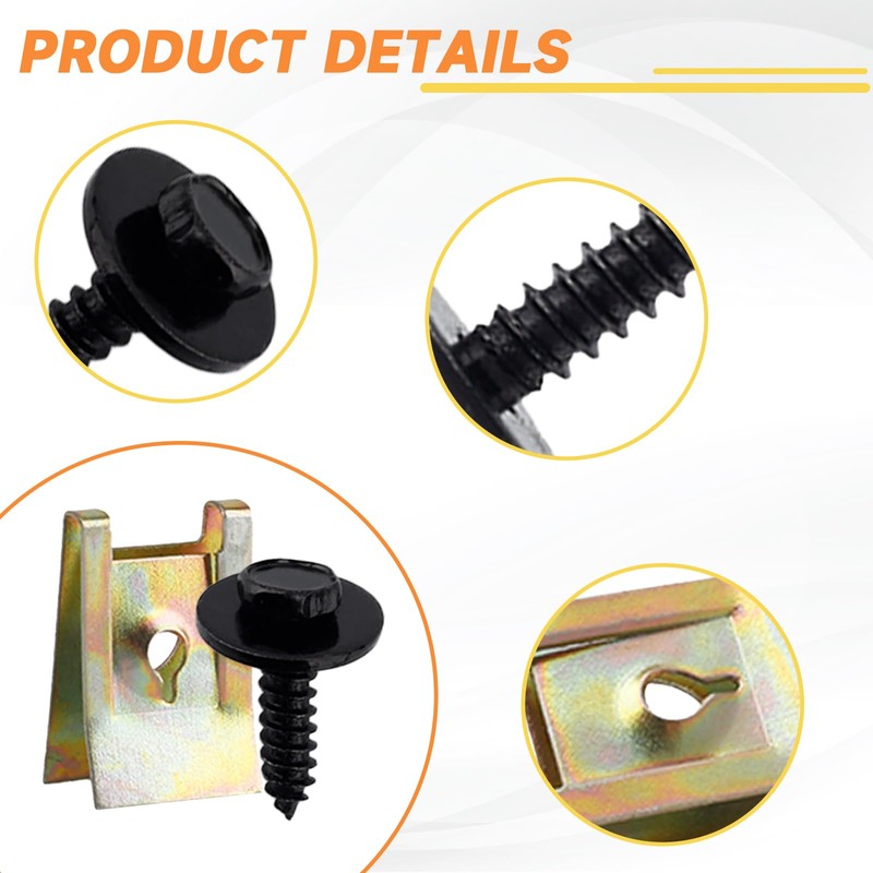 40 Sätze Blechmutter Schraube Mutter Clip Kit, 20 Feder Blechnmutter