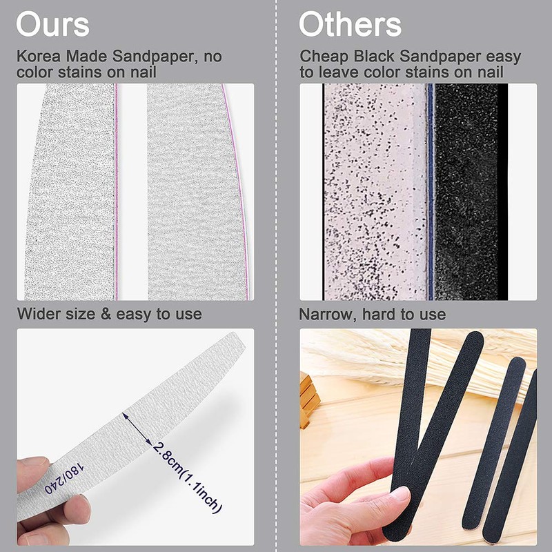 Nail File Nail Files, 180/240 Grit Nail Files for Natural