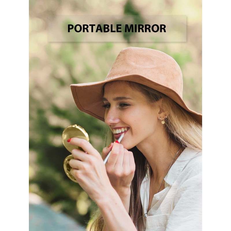 Getinbulk Compact Mirror for Purse, Double-Sided 1X/2X Magnifying Metal Pocket
