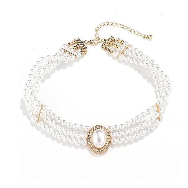 TREENEST Collar Gargantilla de Perlas Para Mujeres,3 Capas de Imitación