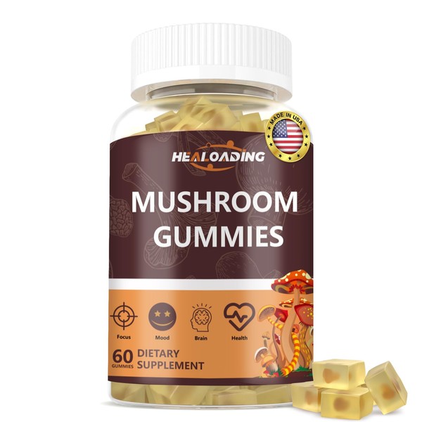 HEALOADING Mushroom Gummies with Lions Mane & Cordyceps | Brain