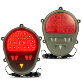 KUAFU Rear Brake Light Compatible with Humvee M35 M998 5W 12V LED Third 3RD Stop Parking Tail Lamp Red Lens Green Lamp Housing 2Pcs