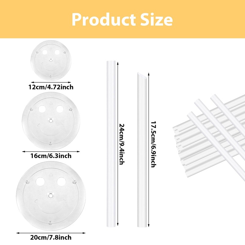 Cobee Dowel Rods Set, 15 Pcs Plastic Support Sticks With