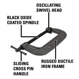 Wilton Carriage C-Clamp, 4" Opening Capacity, 2-1/16" Throat, 540A Series (Model 540A-4)