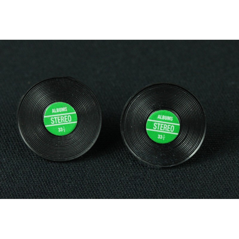 Miniblings LP VINYL DJ Record Music Stud Earrings Green Plug