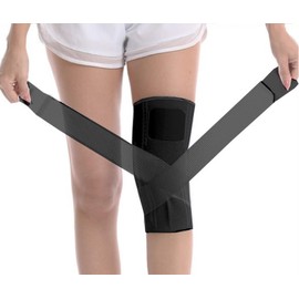 REONAS 膝サポーター テーピング 膝 サポーター スポーツ 高齢者 冷え対策 通気性の高い メッシュテープ 左右兼用１枚 トレーニング解説書付き (クロ, L)