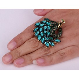 Angel Jewelry Women's Crystal Peacock Stretch Rings