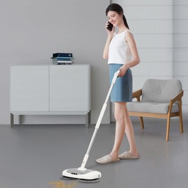 BANLICALI 40W Cordless Electric Mop with Cleaning Bucket and 4 Mopping Cloths, 90° Upright & 180° Rotating, Handheld Electric Spin Mop for Floor Cleaning, for Living Room Kitchen Bedroom Silver 150RPM