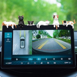 Cuworlis 5 Pcs Cat Car Interior Accessories Dashboard Decorations, Cute Car Dash Decor Rearview Mirror Ornament for Women Girl, Cat Lovers - Black