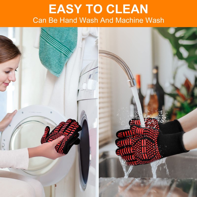 Flintronic Barbecue Gloves, Heat Resistant with 800°C, Fireproof Gloves, Baking