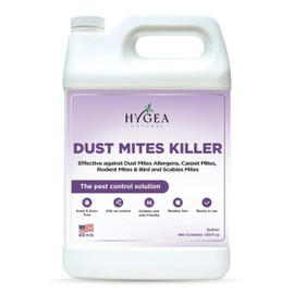 Hygea Natural Dust Mite Spray - Eliminates Dust Mites, Carpet Mites, Rodent Mites, Bird & Scabies Mites - Pet & Child Friendly, Eco-Friendly - 128oz (unscented)