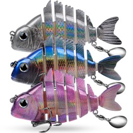 Bass Fishing Lures - Multi Jointed Lifelike Hard Baits with Spinner Baits Blades - Crankbaits Swimbaits Lure Artificial Bait Sunfish Shape Fish Tackle Kits Fishing Lure 3pcs/Set(HS078ABC)