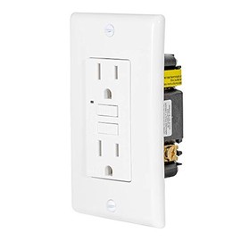 EZ-FLO 62167 Self-Test 15 Amp 125 Volt Slim GFCI Outlet with LED Indicator and Wall Plate, White