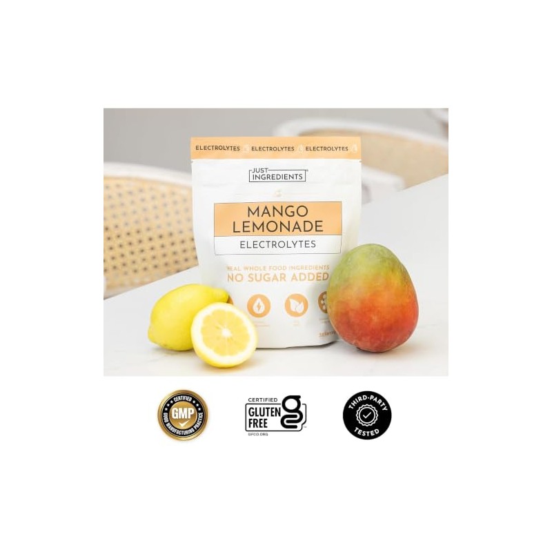 JUST INGREDIENTS Bebida electrolítica de limonada de mango - Agua